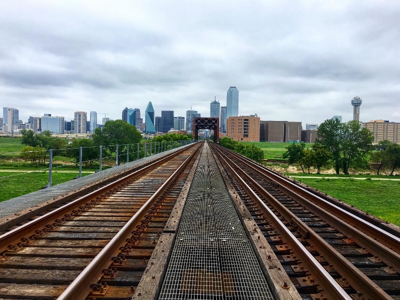 Downtown Dallas as viewed from the Buckley bridge to convey logistics.
