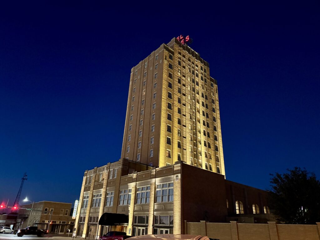 A view of the Hotel Settles from across the street in Big Spring, Texas.