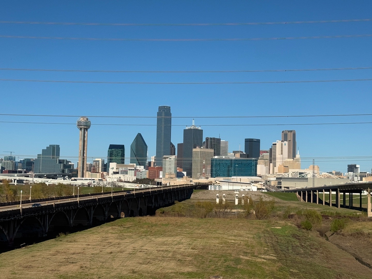 Shot of downtown Dallas as viewed from the south