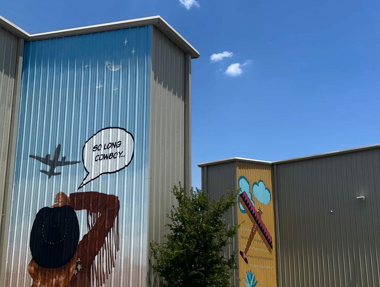 Stylized mural at a regionl airport in Texas
